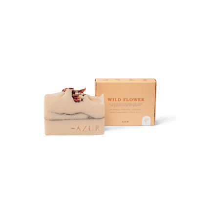 Natuurlijke body bar Wild Flower van Azur met roze klei geranium grapefruit